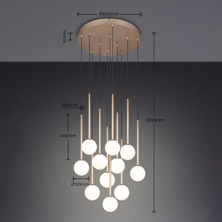 Trio Lighting Lampada a sospensione Firano, Ottone / Oro, Soggiorno / Sala da pranzo, Metallo, Moderno, Lampada a sospensione