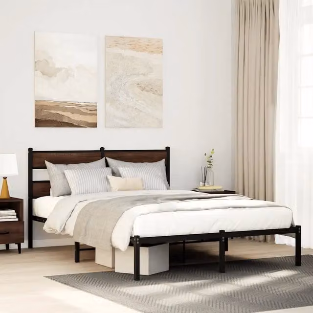 Letto con Testiera in Rovere Marrone vidaXL L/P: 150 x 200 cm
