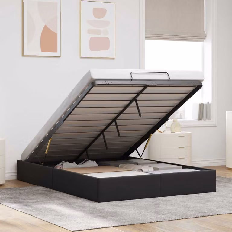 Letto ottomano vidaXL in velluto nero con base a sollevamento L: 152 cm, P: 203 cm