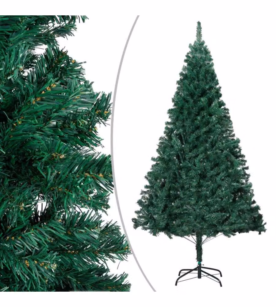 Set Albero Natale Artificiale con LED e Palline Verde 120cm PVC