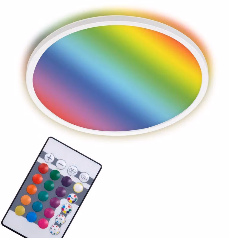 Pannello LED dimmerabile con telecomando RGB ultrapiatto 15W bianco plastica Briloner