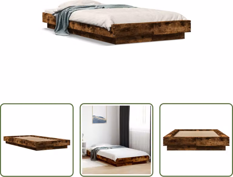 The Living Store struttura letto in rovere fumé 90x200 cm materiale a base di legno