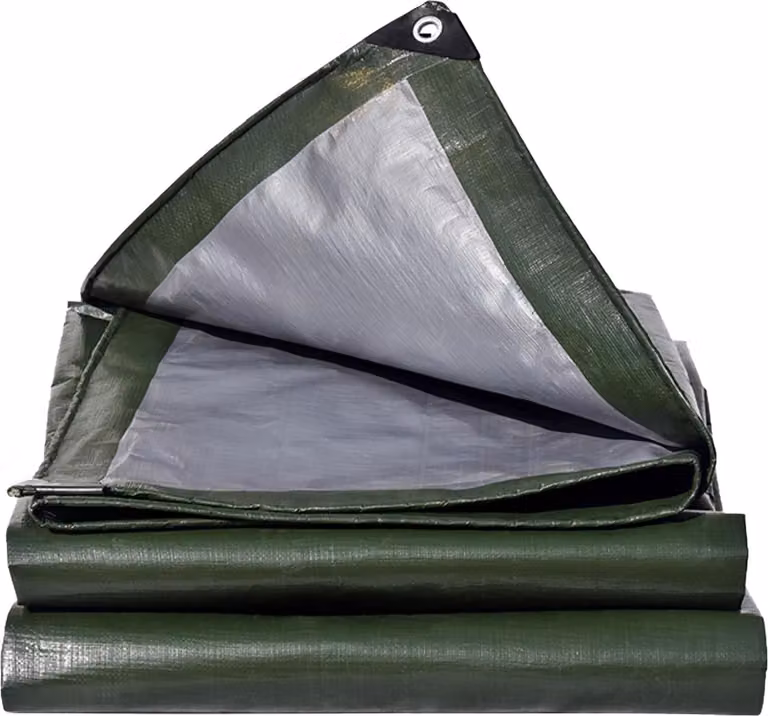 Telo protettivo, dimensioni 4 x 4 metri, 180 g/m², colore verde-argento, impermeabile, ideale per proteggere i mobili da giardino