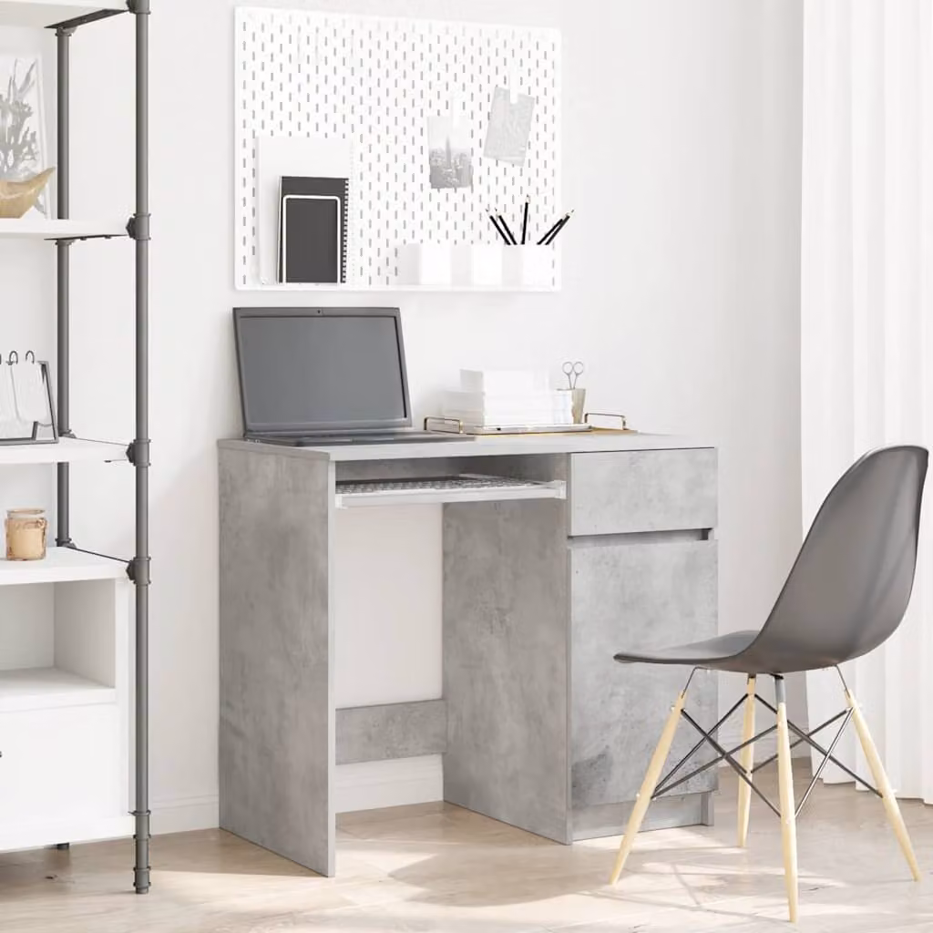 Scrivania moderna vidaXL in legno e MDF grigio L: 86 cm, P: 49 cm, H: 76 cm