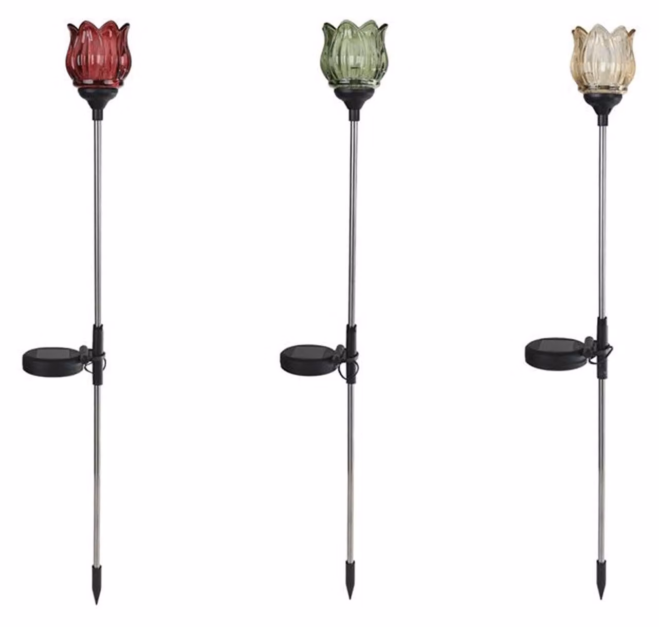 Lampada da giardino solare a LED con vetro a tulipano 9x9x79 cm