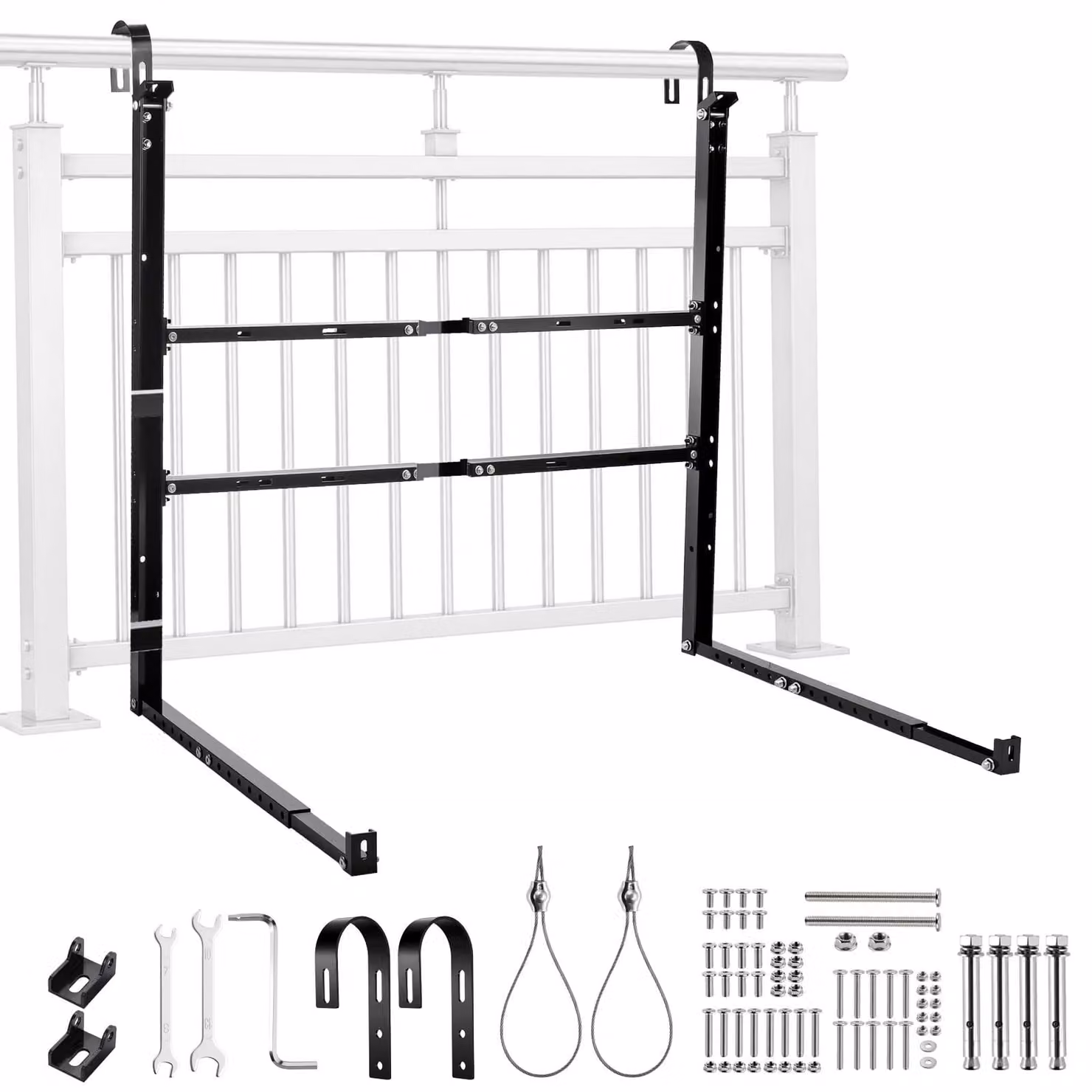 Kit di montaggio per impianti fotovoltaici da balcone, 3-in-1, angolo regolabile da 15° a 45°, colore nero