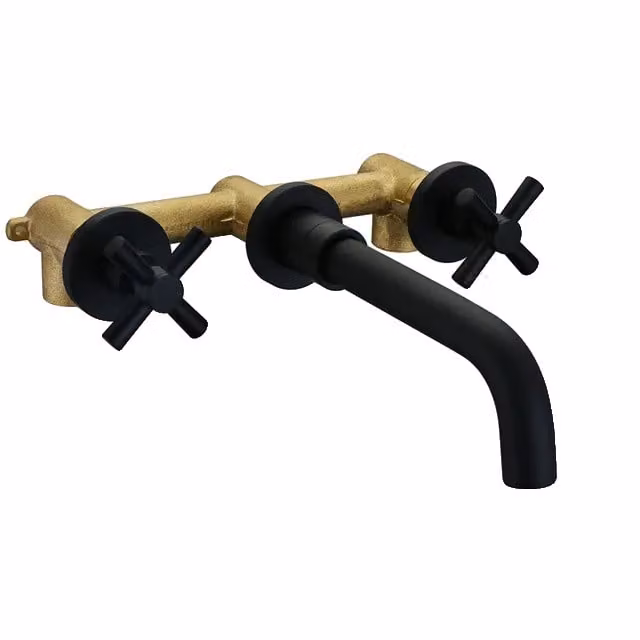 Rubinetto per lavabo, doppia maniglia, design contemporaneo, nero opaco