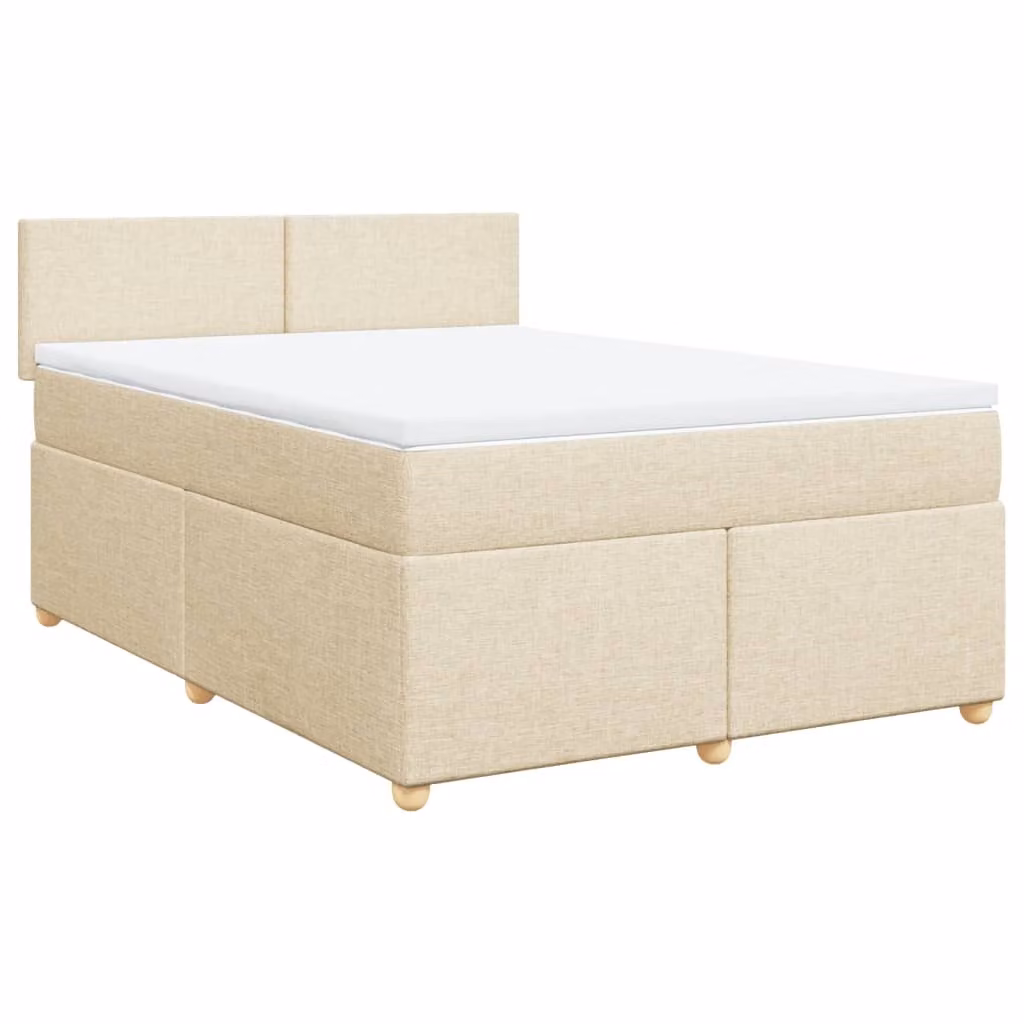 Giroletto a Molle con Materasso Crema 160x200 cm in Tessuto