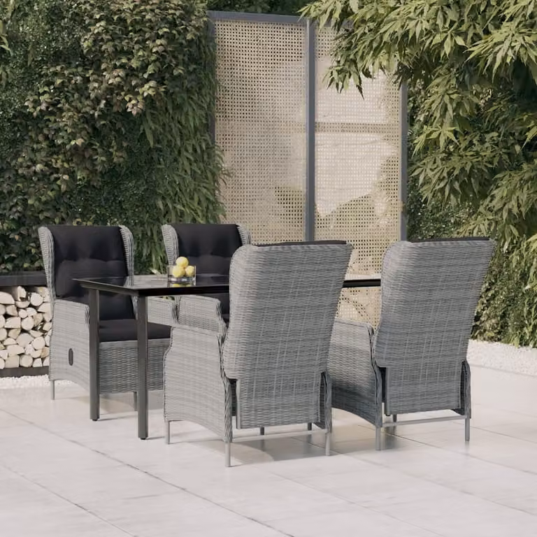 Maison Exclusive - Set da pranzo da giardino 5 pezzi in rattan sintetico grigio chiaro