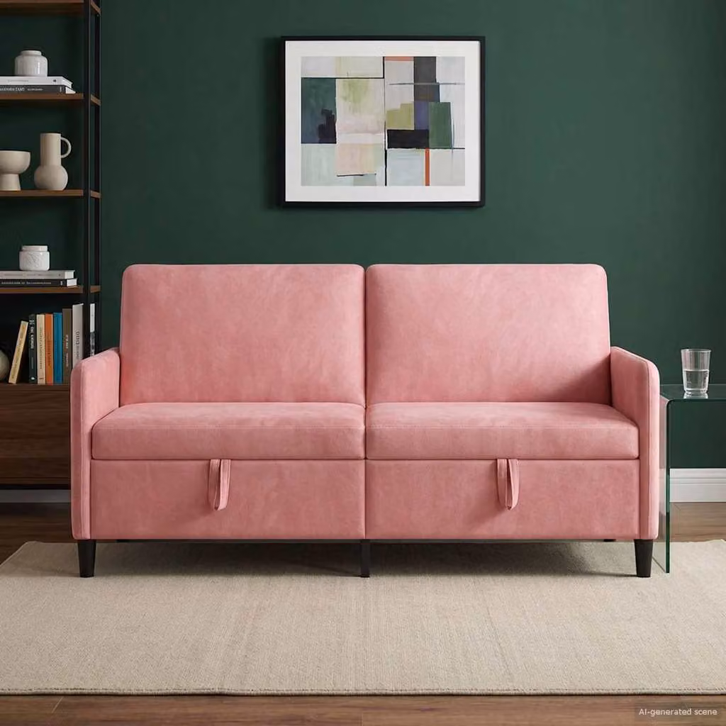 Divano moderno vidaXL con contenitore apribile in tessuto rosa per il tuo soggiorno L: 172 cm, P: 78 cm, H: 87 cm