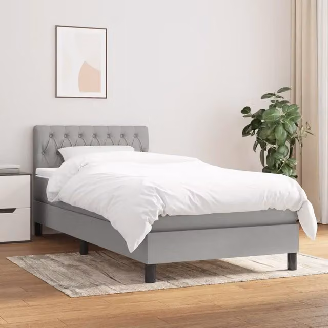 Letto Ibrido con Materasso e Struttura in Legno e Tessuto vidaXL Grigio e Bianco L/P/H: 200 x 100 x 30 cm – 1