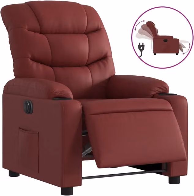 Poltrona | Sedia Relax Reclinabile Elettrica Rosso Vino in Similpelle
