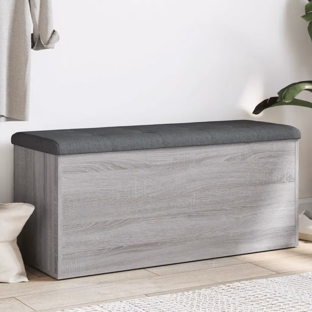 Panca portaoggetti e porta scarpe vidaXL in legno e MDF, colore grigio, L 102 x P 42 x H 45 cm