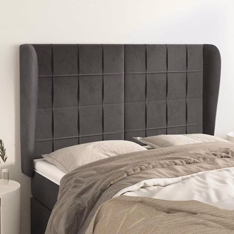 Testiera ad orecchio vidaXL in velluto grigio, L: 147 cm, P: 23 cm, H: 118/128 cm