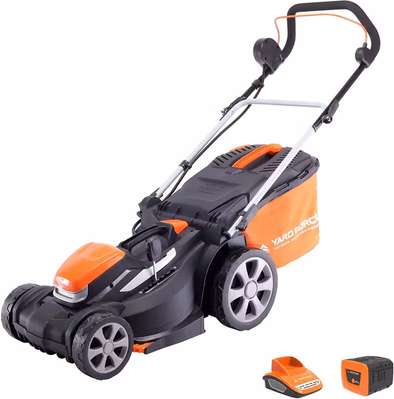 Tagliaerba rotante Yard Force, senza fili, con lama da 37 cm, dotato di batteria agli ioni di litio da 40 V e caricabatterie rapido, modello LM G37A