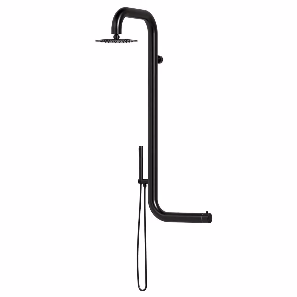 Doccia a parete SINED Cabras Nera in Acciaio Inox AISI 316L con Miscelatore e Soffione Ampio per Uso Intensivo – 2