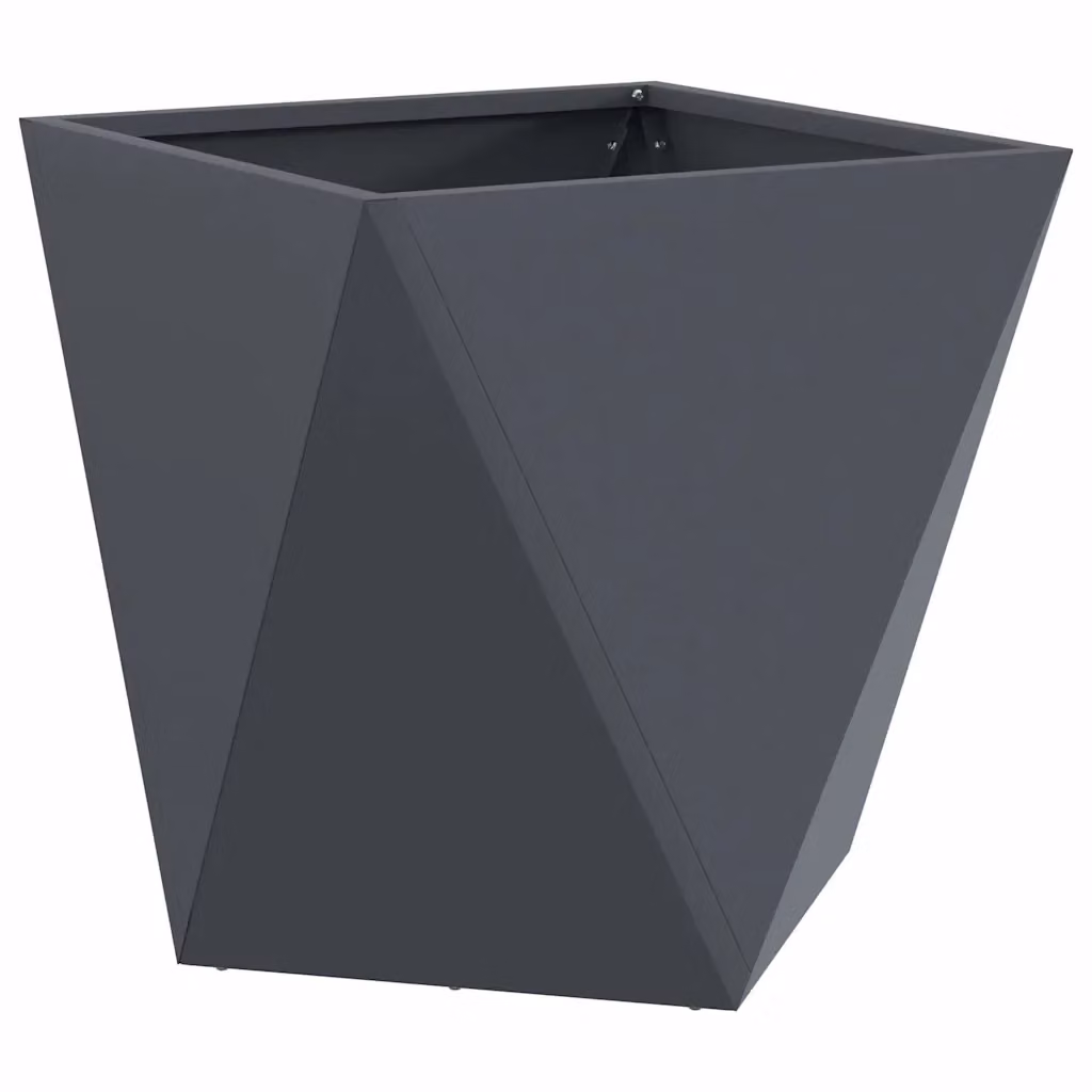 Set di 2 fioriere moderne da esterno HELLOSHOP26 in acciaio colore antracite L/P/H: 50 x 50 x 50 cm – 2