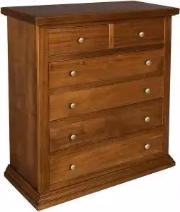 cassettiera cinquino in legno arte povera noce scuro 4 + 2 larga
