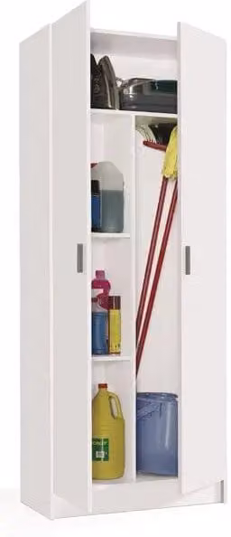 Mobile base alto con ante a battente bianco opaco per lavanderia e garage H: 180 cm, L: 73 cm, P: 37 cm