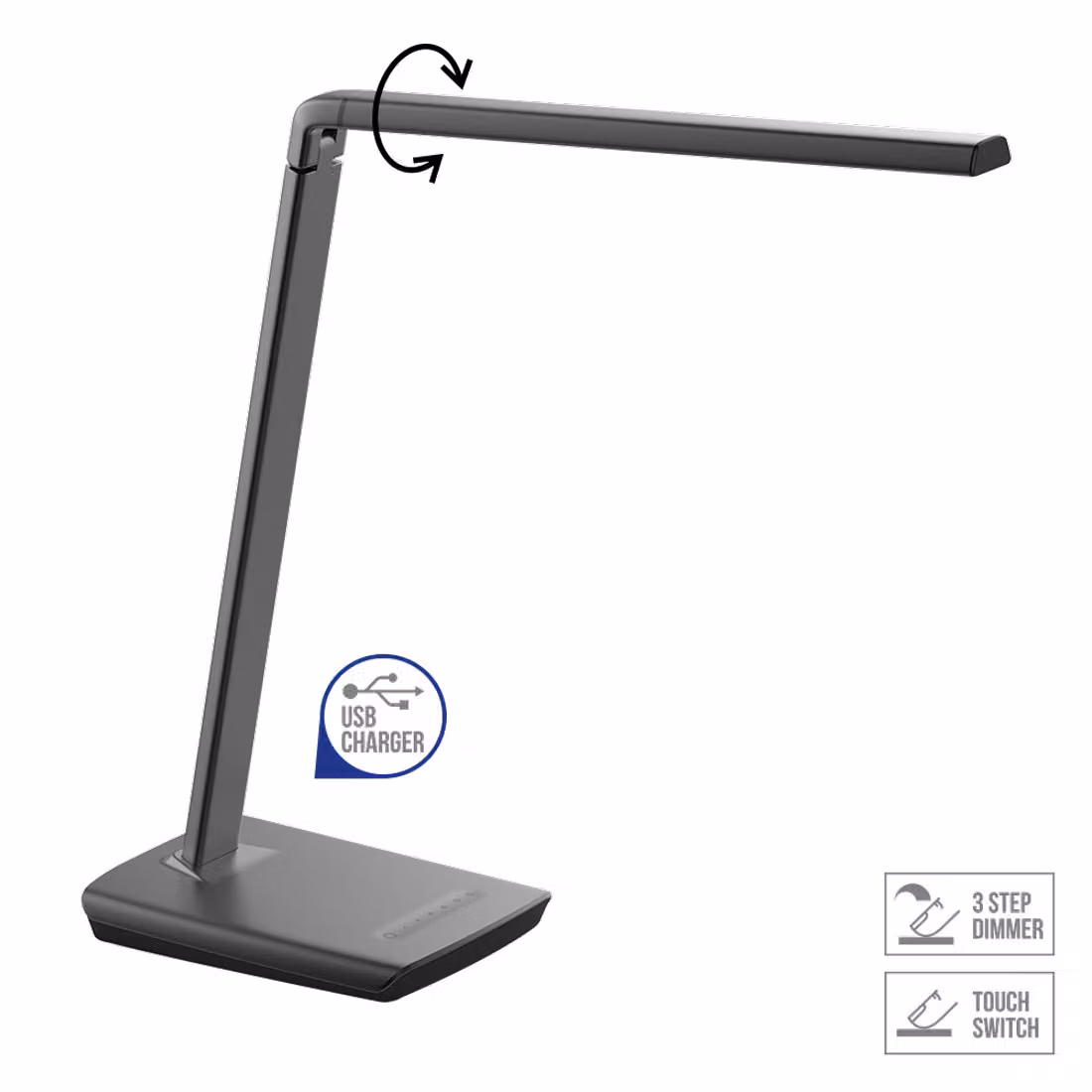 Lampada da tavolo a LED AUMERA LED/8W, 3000K, grigio L: 160, L: 460, H: 380