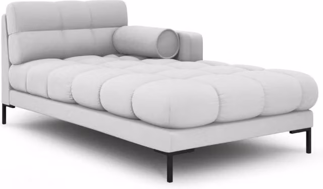 Chaise longue destra Bali di Cosmopolitan Design in tessuto grigio chiaro e bianco con struttura in metallo e imbottitura in schiuma L/P/H: 164 x 102 x 75 cm