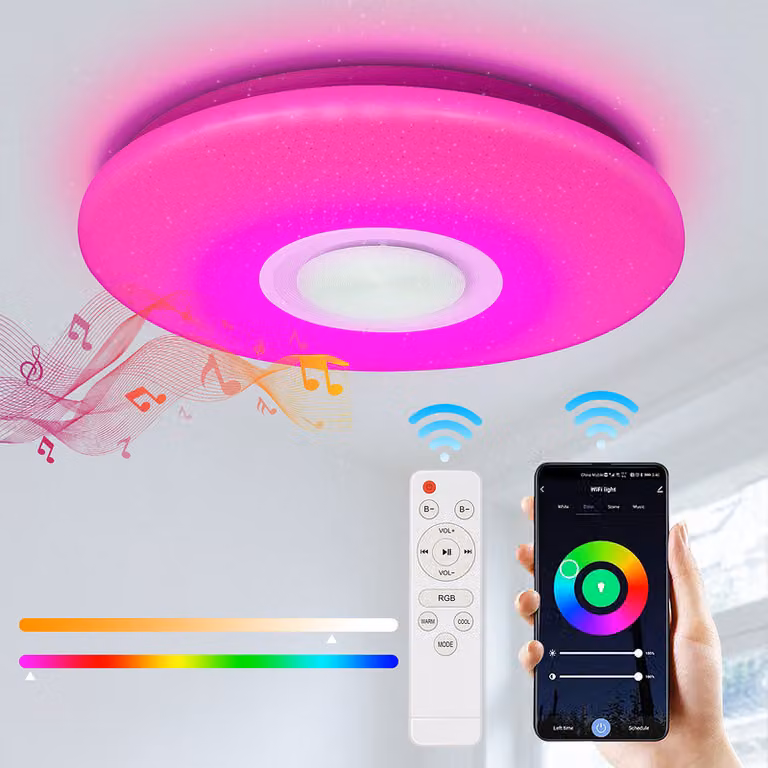 Jopassy 36W Plafoniera LED con effetto cielo stellato, illuminazione a parete per la cucina, dimmerabile e con musica Bluetooth