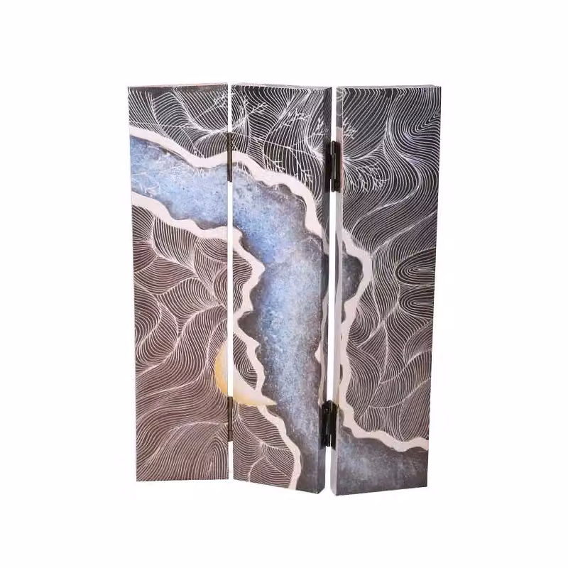 Paravento VACCHETTI a 3 ante con stampa effetto colline abstract multicolor in legno, L: 120,6 cm, P: 2,5 cm, H: 180 cm – 2
