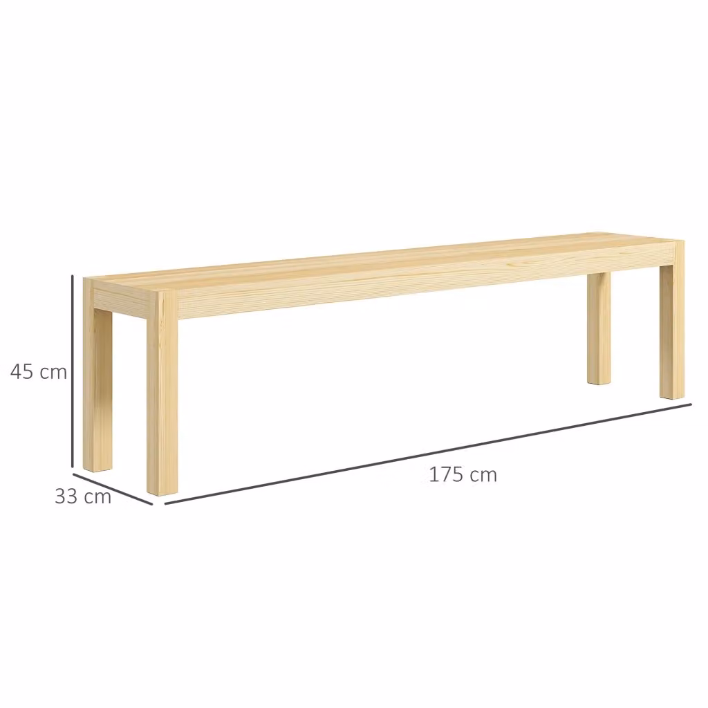 Panca da 3 posti REDOM in legno di pino naturale, stile moderno, L: 175 cm, P: 33 cm, H: 45 cm – 2