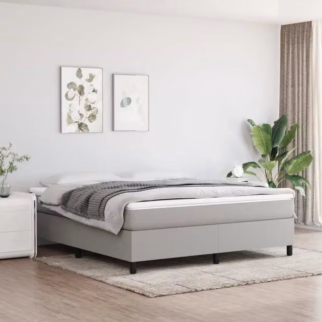 Struttura Letto con Rete a Doghe Curve e Rivestimento in Tessuto vidaXL Grigio L: 180 cm, P: 200 cm, H: 35 cm – 1