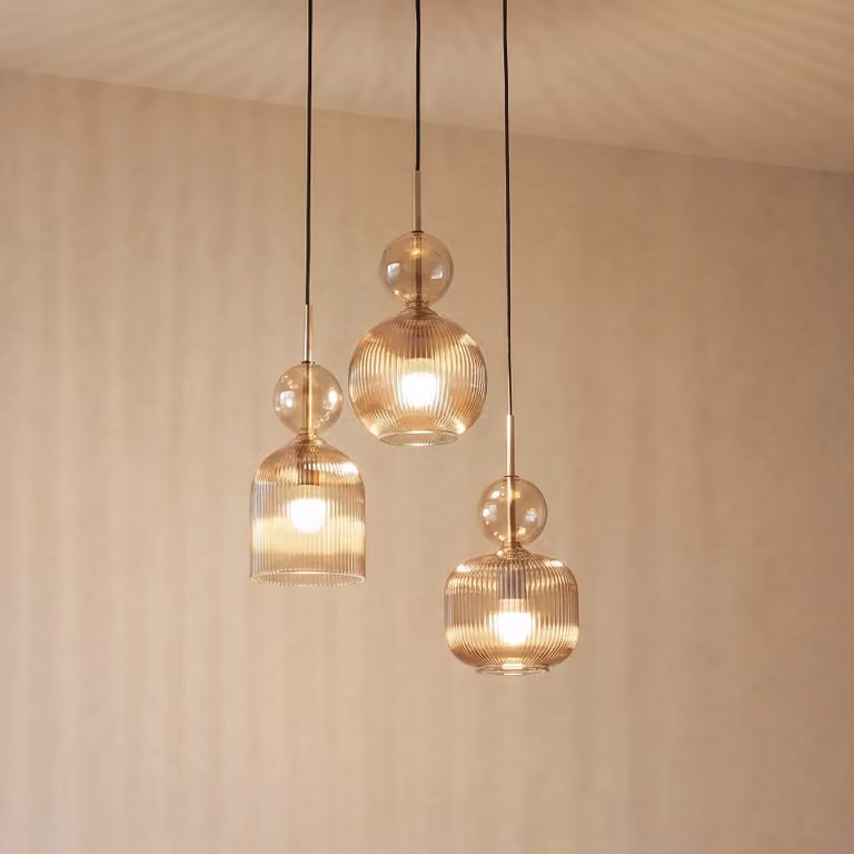 Lampada a sospensione in vetro Sophia TK Lighting, dimmerabile, Alluminio / Grigio / Zincato, Soggiorno / Sala da pranzo, Vetro, Lampada a sospensione