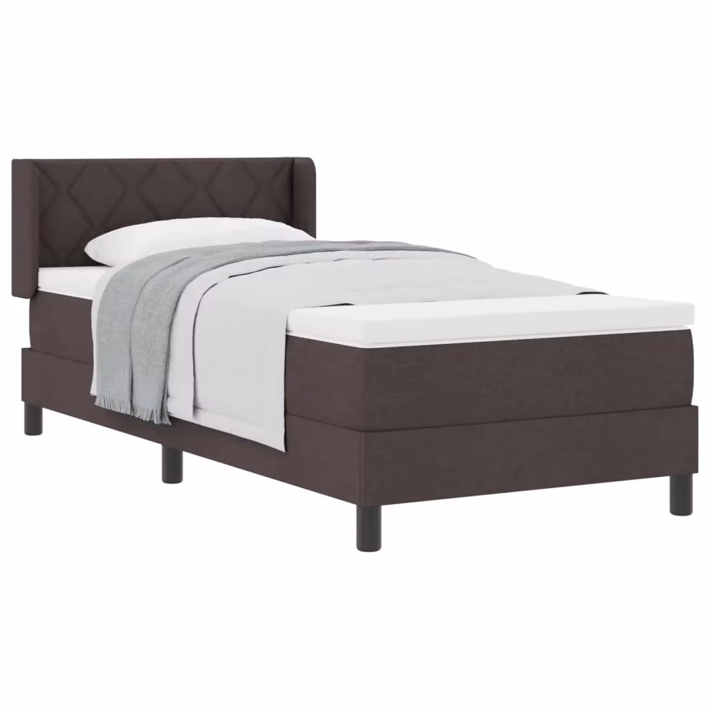 Letto a molle con testiera vidaXL in tessuto marrone con struttura in legno L: 90 cm, P: 200 cm – 2