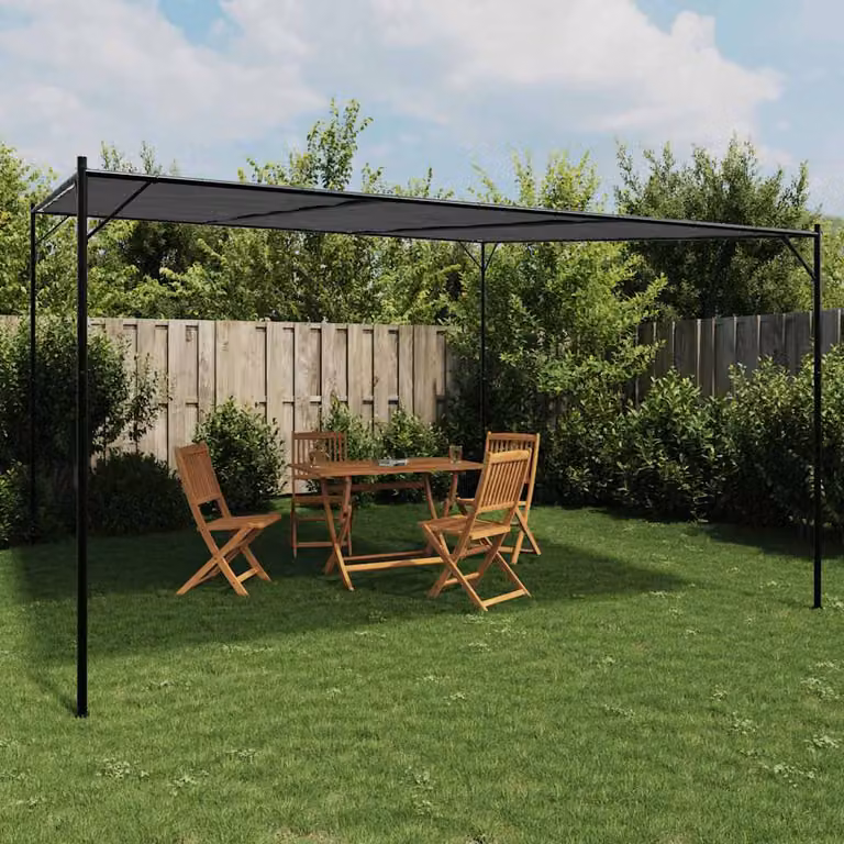 Gazebo vidaXL in acciaio e poliestere colore antracite L: 400 cm, P: 400 cm, H: 267 cm