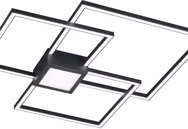Plafoniera LED Hydra Trio Leuchten nera con luce bianco caldo, 4000 lumen, dimmerabile, IP20