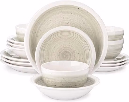 Servizio da tavola in ceramica 16 pezzi - piatti rotondi - piatti fondo - piatti dessert - piatti per muesli - piatti per pasta - per 4-12 persone