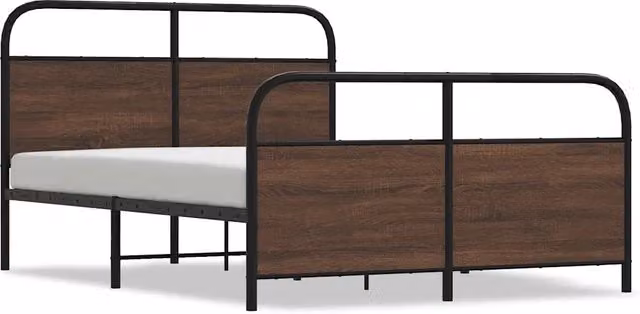 Letto matrimoniale con struttura in metallo e MDF marrone L/P/H: 140 x 190 x 100 cm