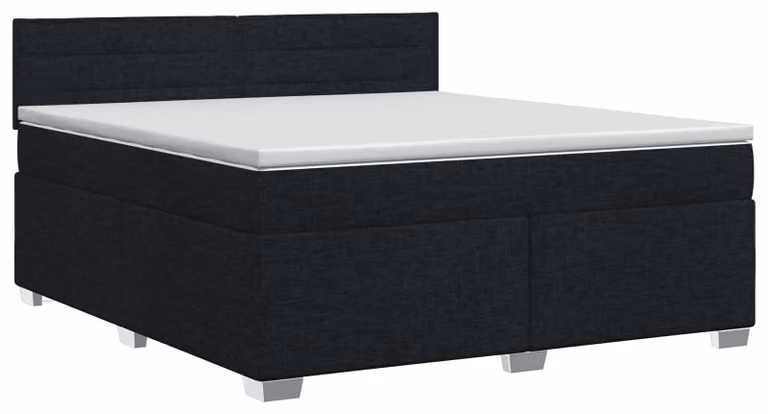 Letto a molle con materasso nero 180 x 200 cm in tessuto