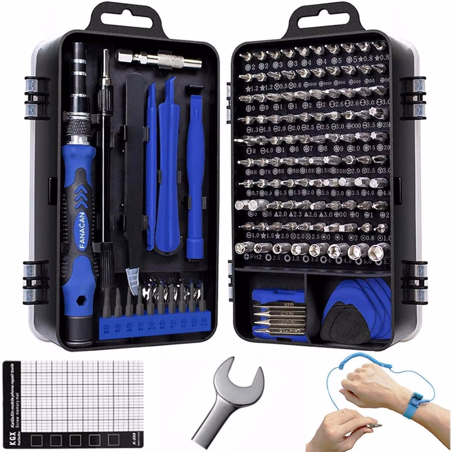 Set di cacciaviti Feinmechaniker, 140 pezzi, colore blu. Kit di strumenti di precisione per riparazioni di elettronica