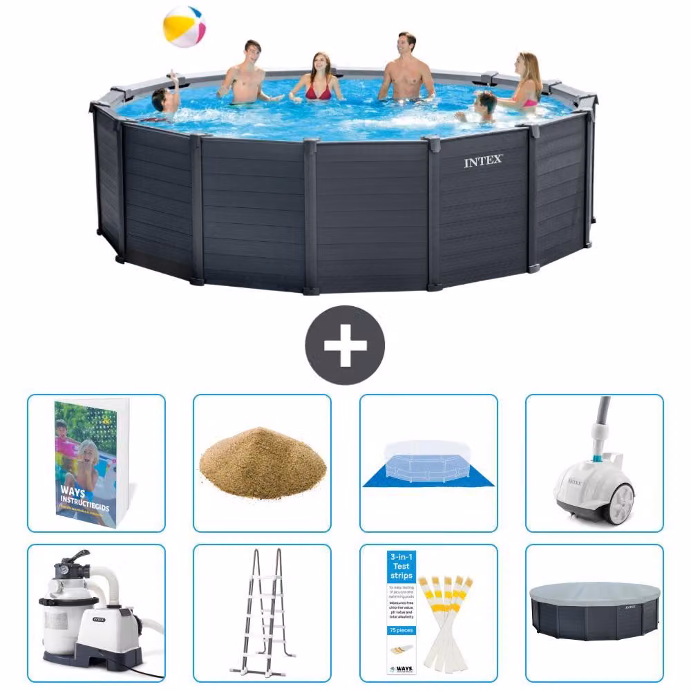 Pannello per piscina in grafite, modello Rund - 478x124 cm - composto da 7 elementi, codice S611