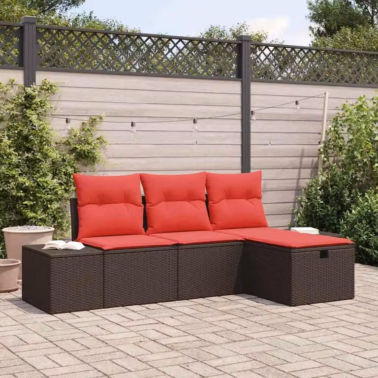 Maison Exclusive - Set da giardino composto da 4 pezzi, divano in rattan sintetico