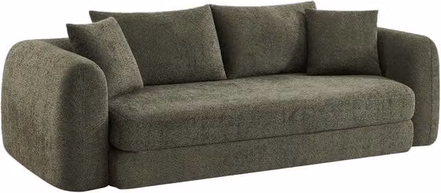 Divano letto 3 posti Sweeetch in tessuto bouclé verde, convertibile e con coperture rimovibili – 1