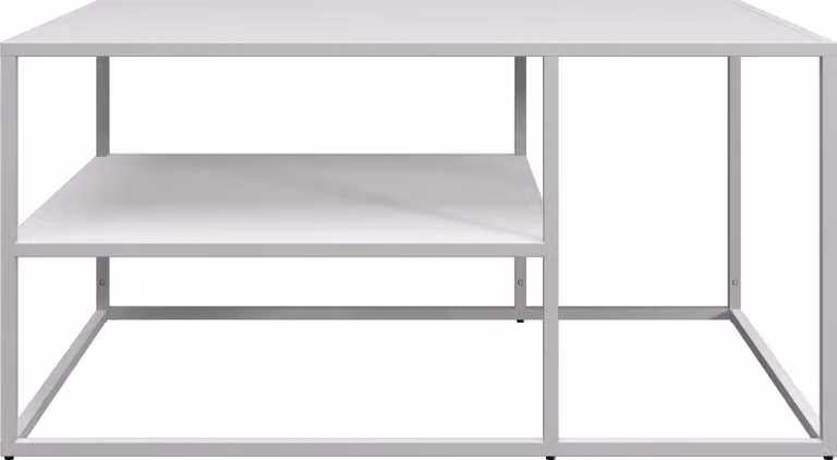 In And OutdoorMatch Tavolino Mandela - Con ripiano - 45x90x60 cm - Bianco opaco - Acciaio - Design moderno