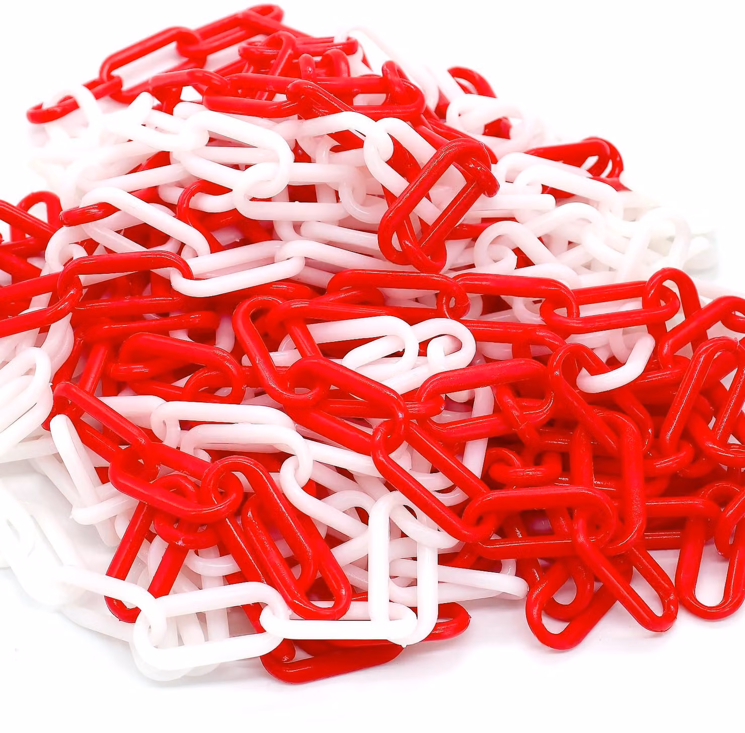 Catena di plastica rossa e bianca, 10 metri x 6 mm, catena di segnalazione in polipropilene