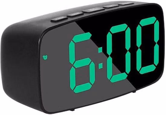 Sveglia digitale per la camera da letto con display a LED, indicatore di temperatura, modalità 12/24 ore e funzione snooze.