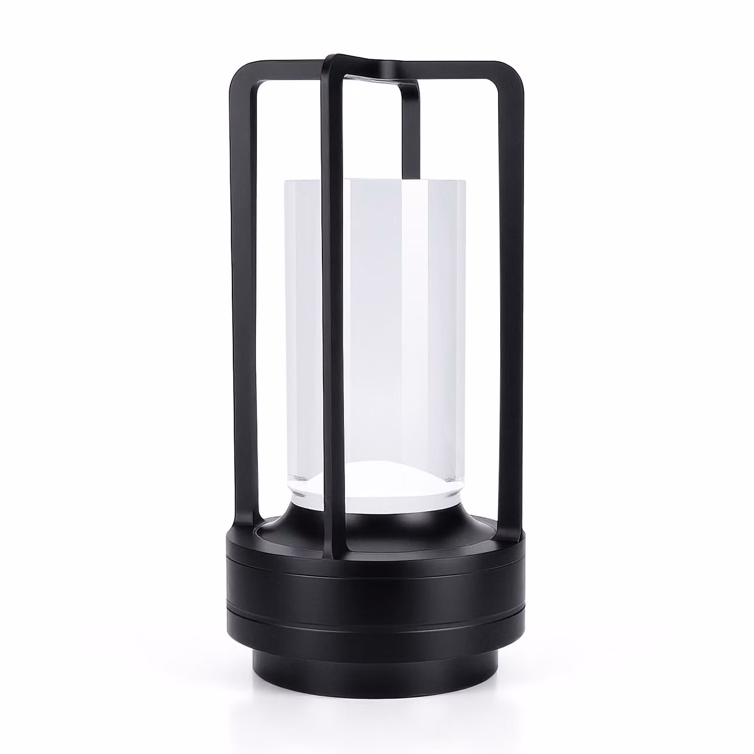 Lampada da tavolo LED a batteria in vetro - Lampada in metallo con comando a sfioramento - Nero