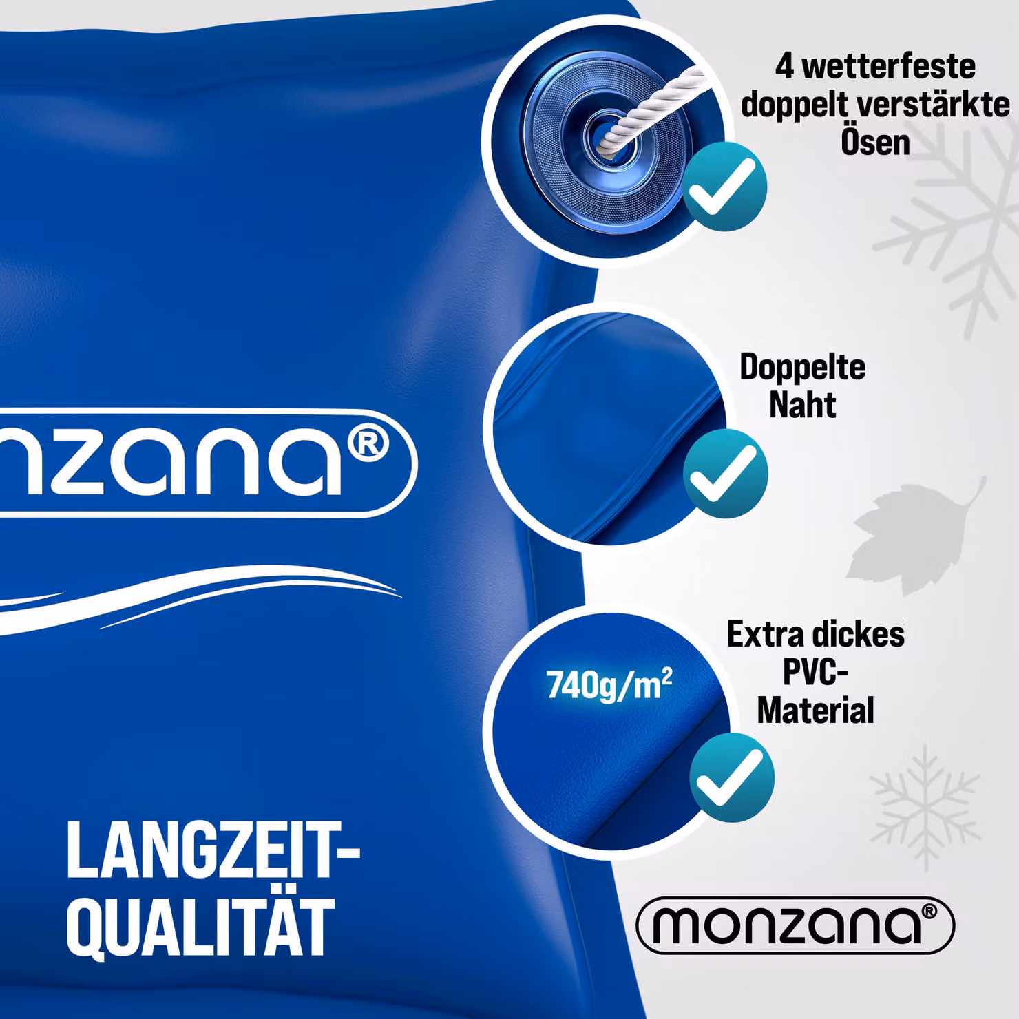 Set da 3 cuscini gonfiabili per piscina Monzana blu L/P: 120 x 120 cm – 3