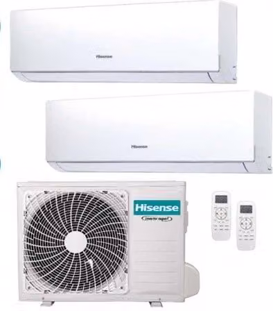 Hisense Climatizzatore Dual Split Inverter Serie Hi-Comfort 9000+9000 Btu/h con Pompa di Calore Classe A++/A+ WiFi Colore Bianco 2AMW35U4RGC