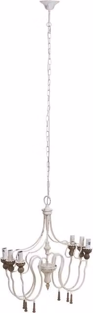 Lampada da soffitto in legno e metallo bianco invecchiato 68x60x64h