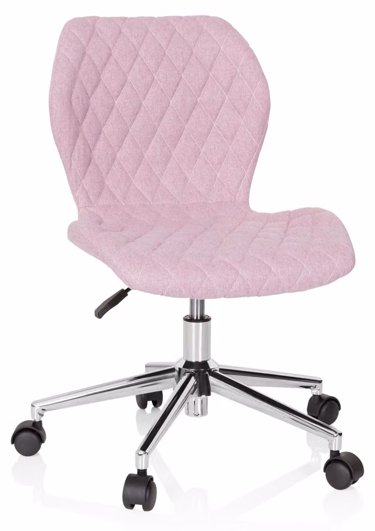 Sedia per bambini e ragazzi, in tessuto, rosa, regolabile in altezza, con rotelle