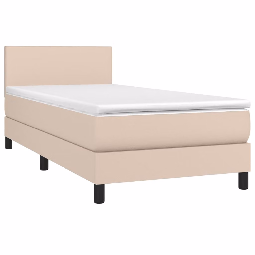 Giroletto a Molle con Materasso Cappuccino 90x200 cm Pelle finta