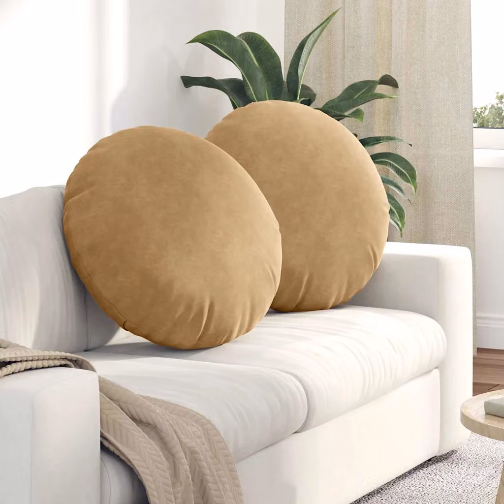 Set di 2 cuscini per seduta rotondi vidaXL in velluto marrone Ø 80 cm x H 29 cm
